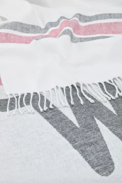Coperte|Coperte>Woolrich Coperta In Misto Lino E Cotone Con Logo Jacquard Stone