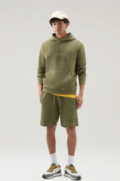 Felpe>Woolrich Felpa 1830 Tinta In Capo In Puro Cotone Con Cappucccio Lake Olive