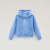 Abbigliamento>Woolrich Felpa Da Bambina In Puro Cotone Con Cappuccio Sea Breeze