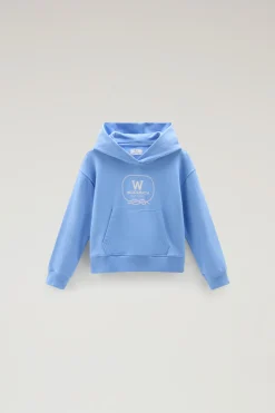 Abbigliamento>Woolrich Felpa Da Bambina In Puro Cotone Con Cappuccio Sea Breeze