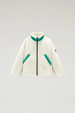 Abbigliamento>Woolrich Felpa Da Bambino In Sherpa Con Zip Milky Cream
