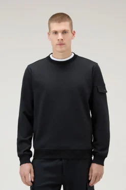 Felpe>Woolrich Felpa Girocollo In Misto Cotone Elasticizzato Black