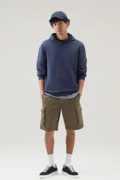 Felpe>Woolrich Felpa In Puro Cotone Con Cappuccio E Tasca Maritime Blue