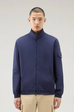 Felpe>Woolrich Felpa In Puro Cotone Con Zip E Collo Alto Maritime Blue