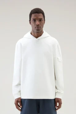 Felpe>Woolrich Felpa In Puro Cotone Con Cappuccio E Tasca Stone