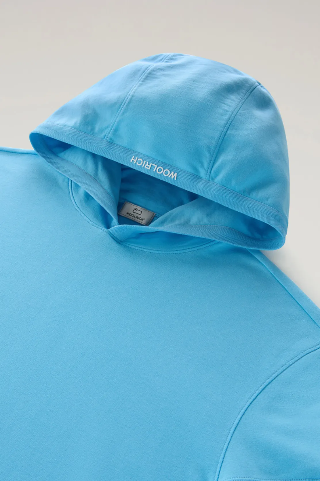 Felpe>Woolrich Felpa In Puro Cotone Con Cappuccio E Tasca Alaskan Blue