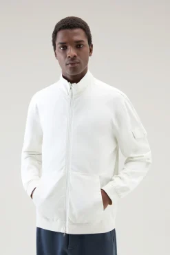Felpe>Woolrich Felpa In Puro Cotone Con Zip E Collo Alto Stone