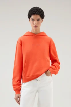 Felpe>Woolrich Felpa In Puro Cotone Con Cappuccio E Logo Ricamato Koi