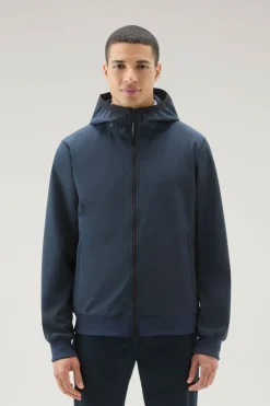 Felpe>Woolrich Felpa In Softshell Con Cappuccio Melton Blue