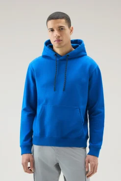 Felpe>Woolrich Felpa US Trails In Puro Cotone Con Cappuccio Snorkel Blue