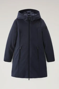 Impermeabili|Parka>Woolrich Firth Parka In Softshell Melton Blue