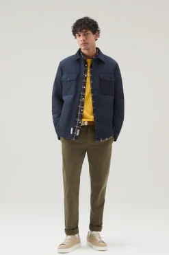Giacche a camicia>Woolrich Giacca A Camicia Imbottita Alaskan In Urban Touch Melton Blue