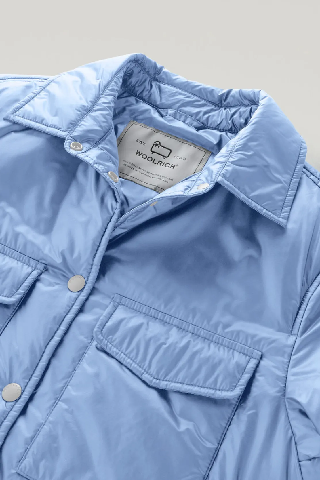 Giacche>Woolrich Giacca A Camicia Imbottita In Pertex Quantum Riciclato Sea Breeze