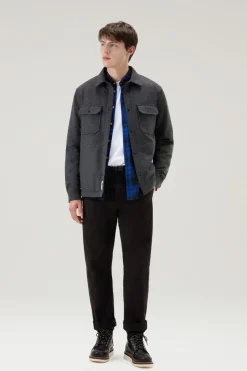 Giacche a camicia|Giacche>Woolrich Giacca A Camicia Imbottita Alaskan In Misto Lana Italiana Riciclata Charcoal Melange