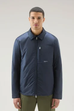 Giacche>Woolrich Giacca A Camicia Imbottita In Pertex Quantum Riciclato Melton Blue