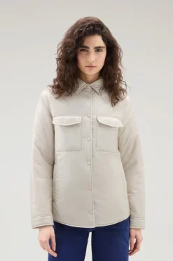 Piumini leggeri|Giacche>Woolrich Giacca A Camicia Imbottita In Pertex Quantum Riciclato Light Oak