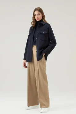 Camicie e giacche a camicia>Woolrich Giacca A Camicia In Misto Lana Melton Blue