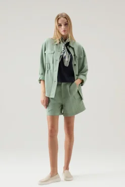 Camicie e giacche a camicia>Woolrich Giacca A Camicia In Misto Lino Sage