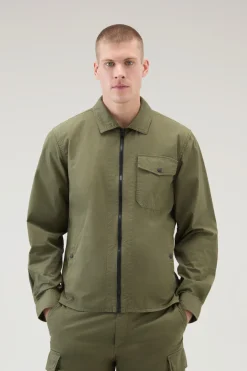 Giacche a camicia>Woolrich Giacca A Camicia Tinta In Capo In Puro Cotone Lake Olive