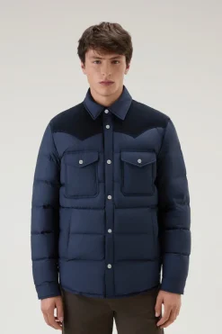Giacche a camicia|Piumini>Woolrich Giacca A Camicia Western Trapuntata Melton Blue