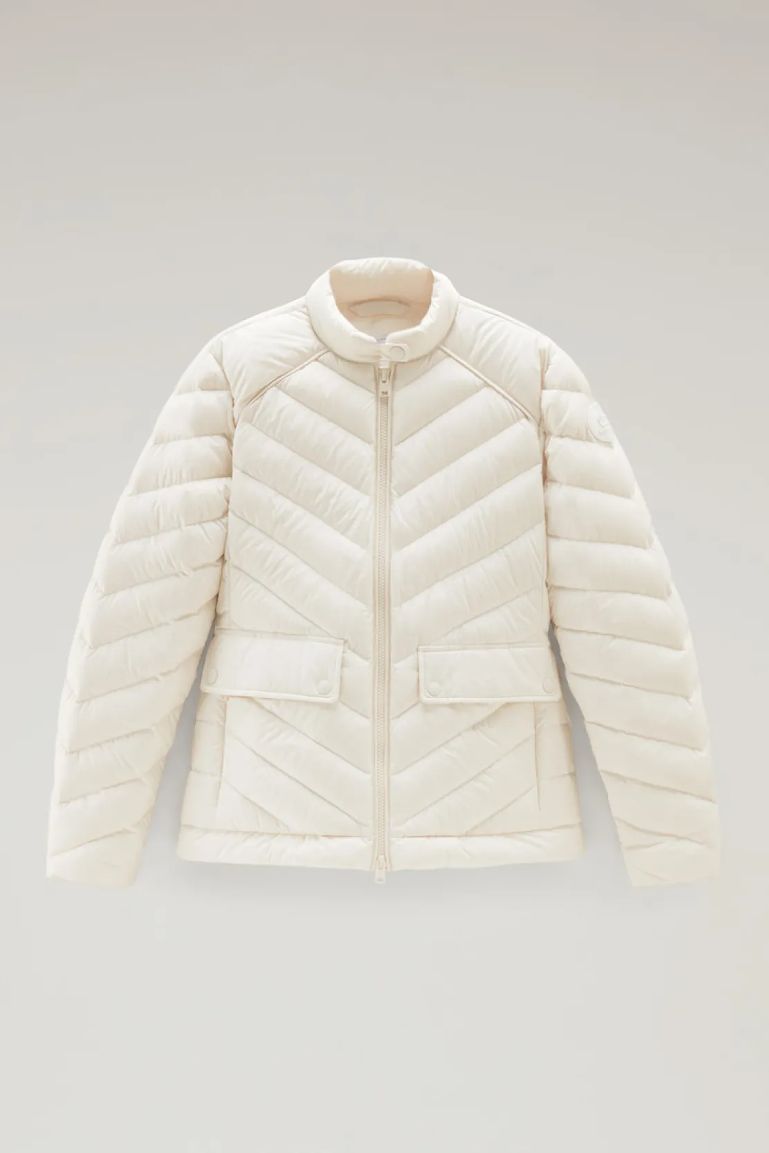 Piumini leggeri>Woolrich Giacca Corta Imbottita Con Trapuntatura Chevron Milky Cream