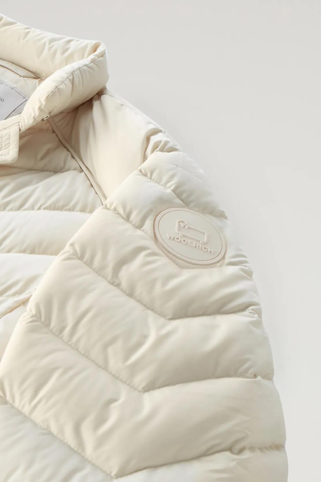 Piumini leggeri>Woolrich Giacca Corta Imbottita Con Trapuntatura Chevron Milky Cream