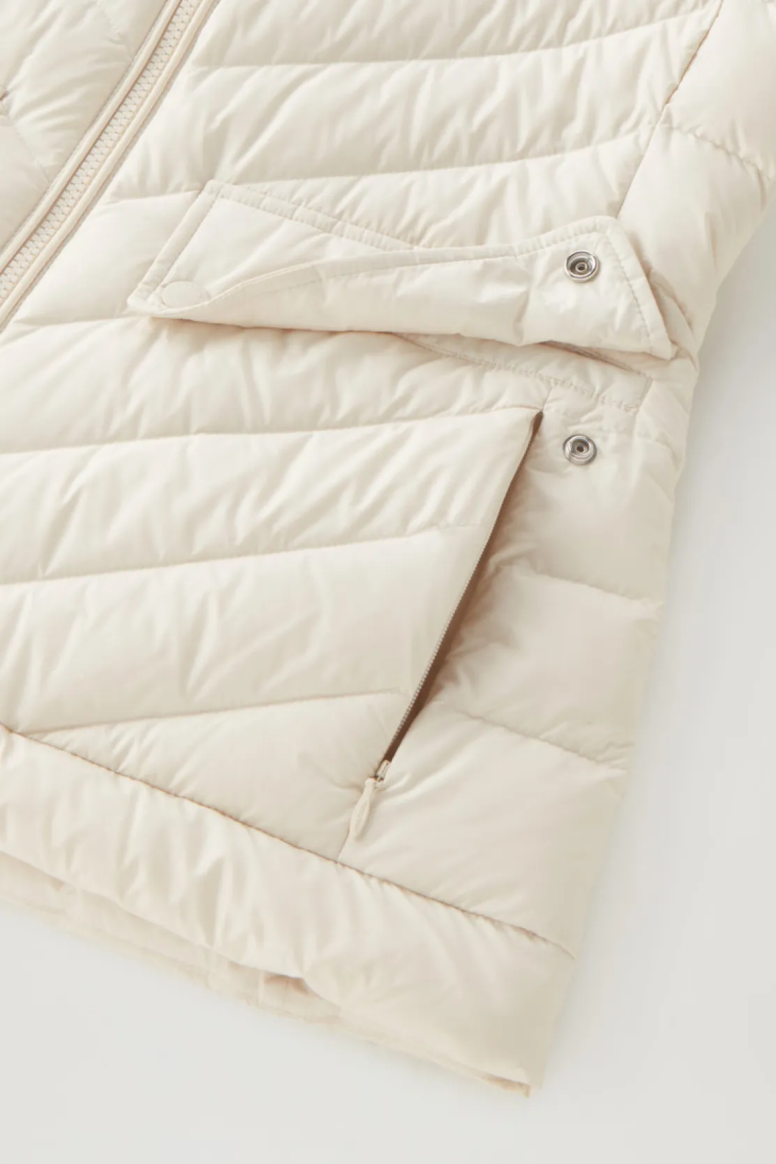 Piumini leggeri>Woolrich Giacca Corta Imbottita Con Trapuntatura Chevron Milky Cream