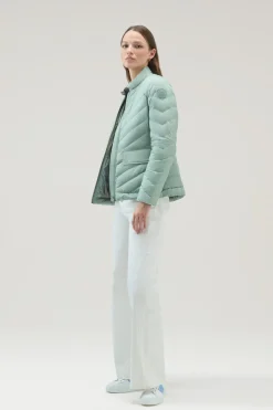 Piumini leggeri>Woolrich Giacca Corta Imbottita Con Trapuntatura Chevron Sage