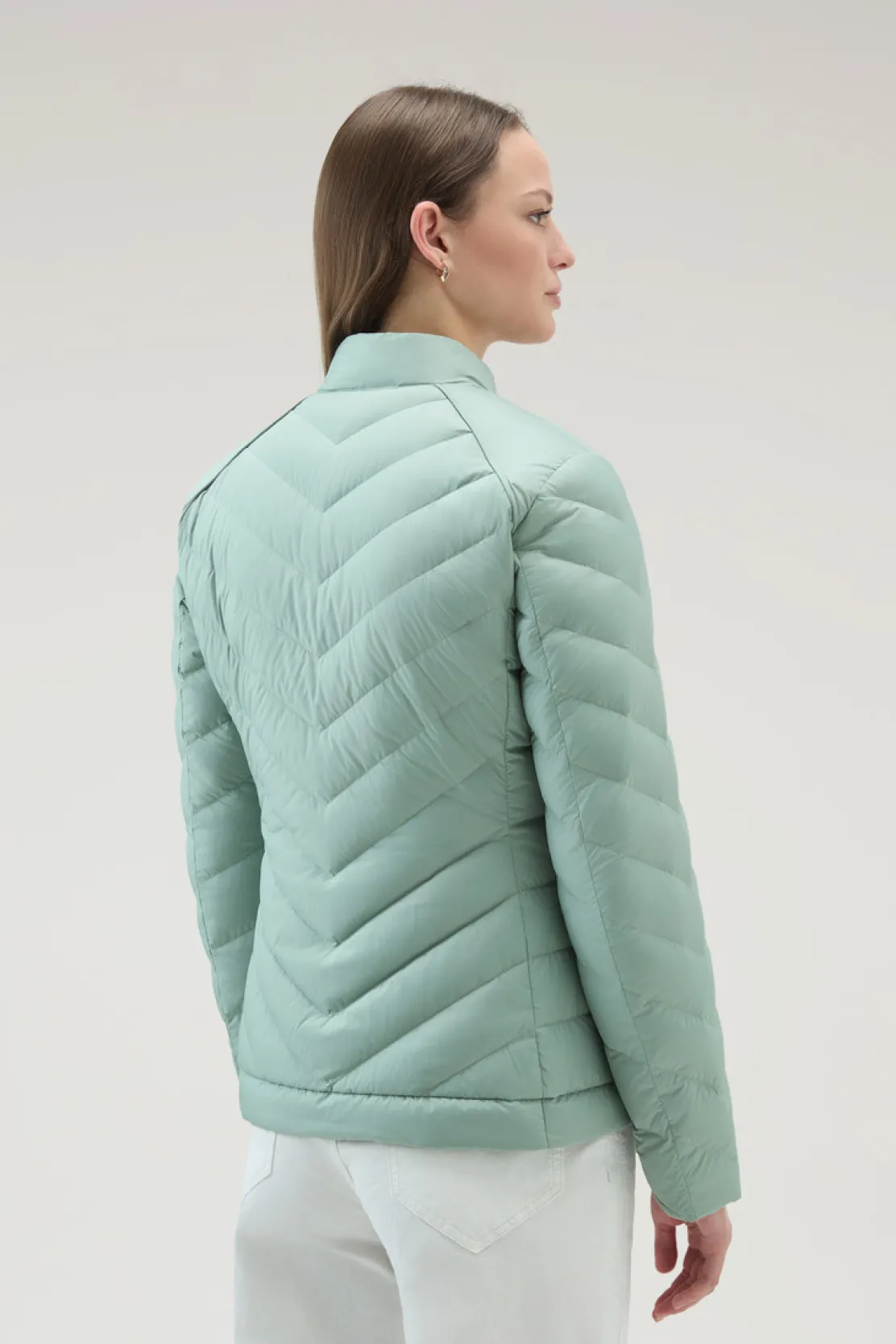 Piumini leggeri>Woolrich Giacca Corta Imbottita Con Trapuntatura Chevron Sage