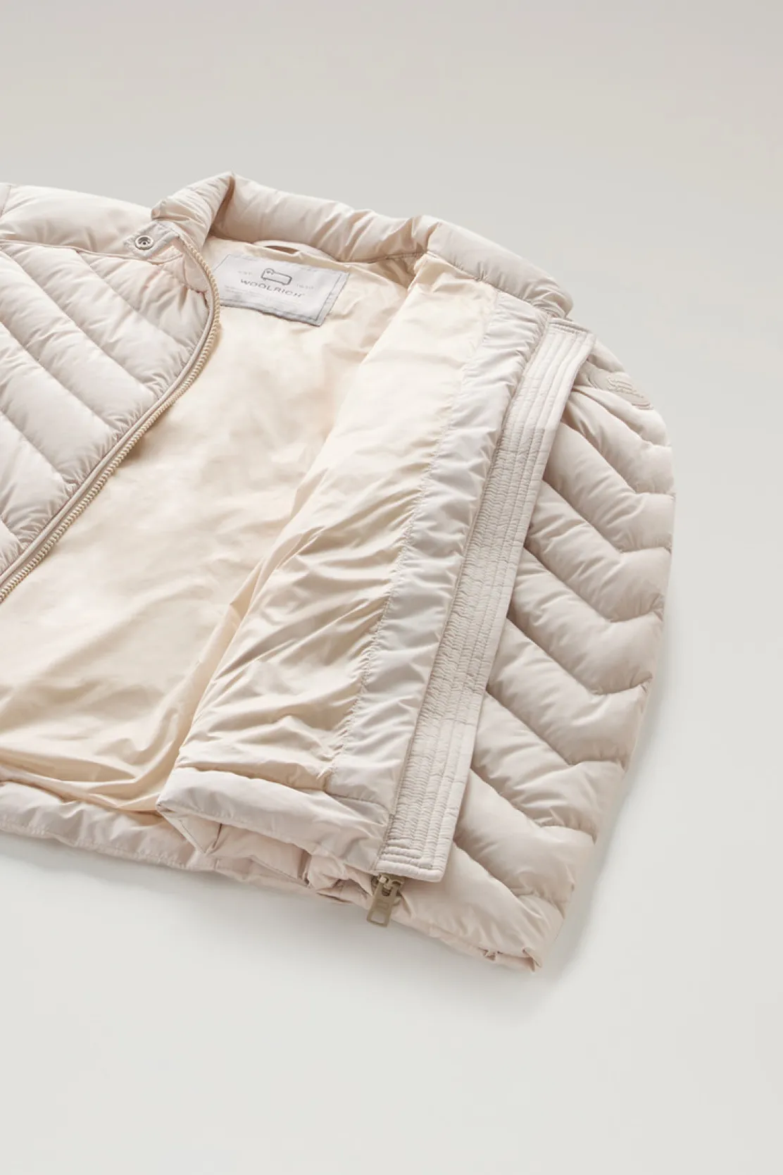 Piumini leggeri>Woolrich Giacca Corta Imbottita Con Trapuntatura Chevron Light Oak