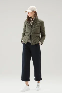 Piumini leggeri>Woolrich Giacca Corta Imbottita Con Trapuntatura Chevron Dark Green