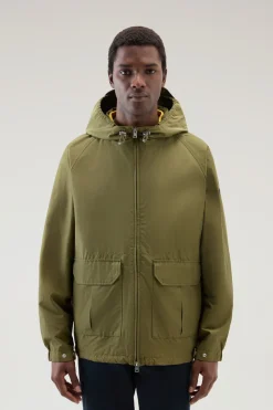 Giacche>Woolrich Giacca Cruiser In Ramar Cloth Con Cappuccio Lake Olive