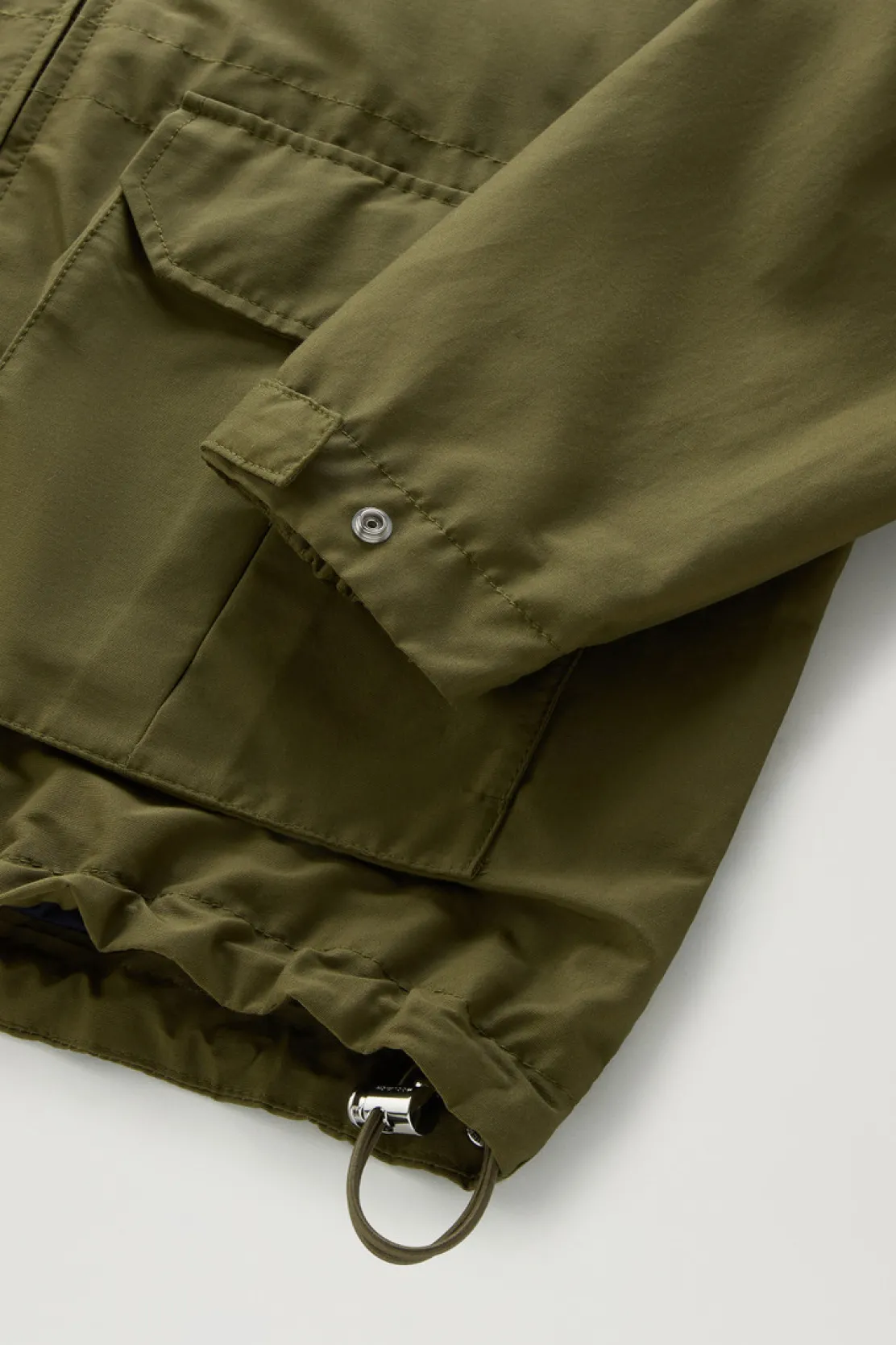 Giacche>Woolrich Giacca Cruiser In Ramar Cloth Con Cappuccio Lake Olive