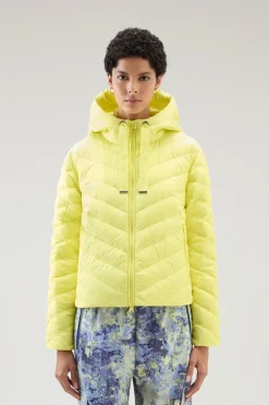 Piumini leggeri>Woolrich Giacca In Microfibra Con Trapuntatura Chevron E Cappuccio Sunny Lemon
