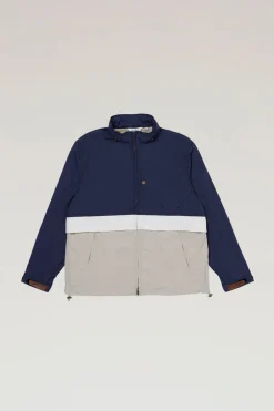 Outdoor Label Designed in Japan|Giacche>Woolrich Giacca In Nylon Ripstop Con Cappuccio Richiudibile Navy