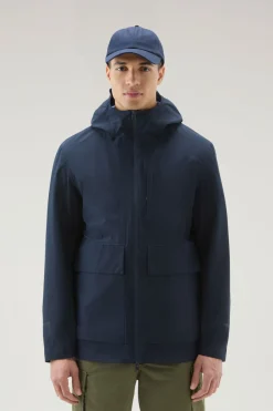 Giacche>Woolrich Giacca Mountain In WINDSTOPPER GORE-TEX Melton Blue
