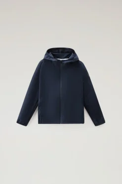 Giacche>Woolrich Giacca Pacific Da Bambino Con Cappuccio Melton Blue