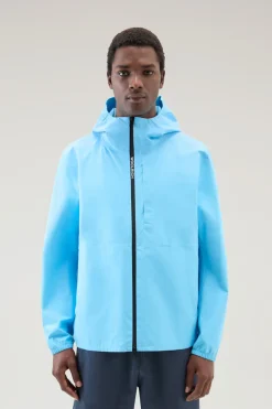 Impermeabili|Giacche>Woolrich Giacca Pacific Impermeabile Con Cappuccio Alaskan Blue