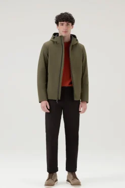 Impermeabili|Giacche>Woolrich Giacca Pacific In Tech Softshell Dark Green