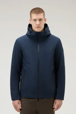 Giacche|Impermeabili>Woolrich Giacca Pacific In Tech Softshell Melton Blue