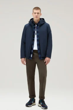 Giacche|Impermeabili>Woolrich Giacca Pacific In Tech Softshell Melton Blue