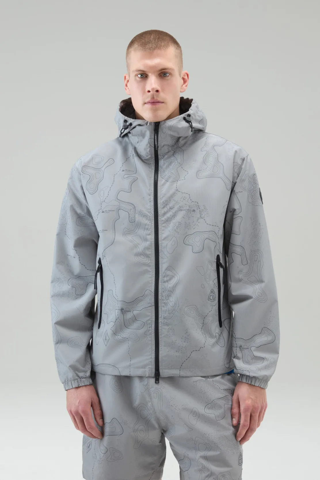 Impermeabili|Giacche>Woolrich Giacca Reflective In Tessuto Ripstop Grey Trail map