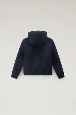 Giacche>Woolrich Giacca Ryker Da Bambino In Urban Touch Con Cappuccio Melton Blue