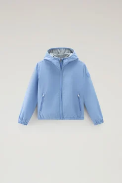 Giacche>Woolrich Giacca Ryker Da Bambino In Urban Touch Con Cappuccio Sea Breeze