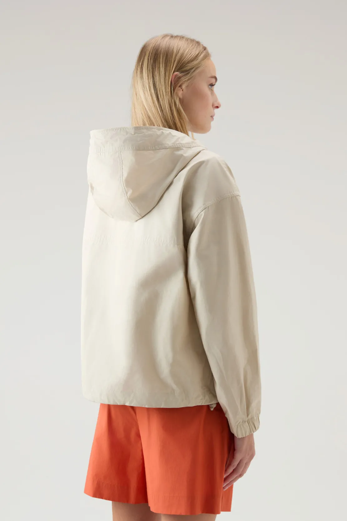 Giacche>Woolrich Giacca Waxed In Misto Cotone E Nylon Con Cappuccio Light Oak