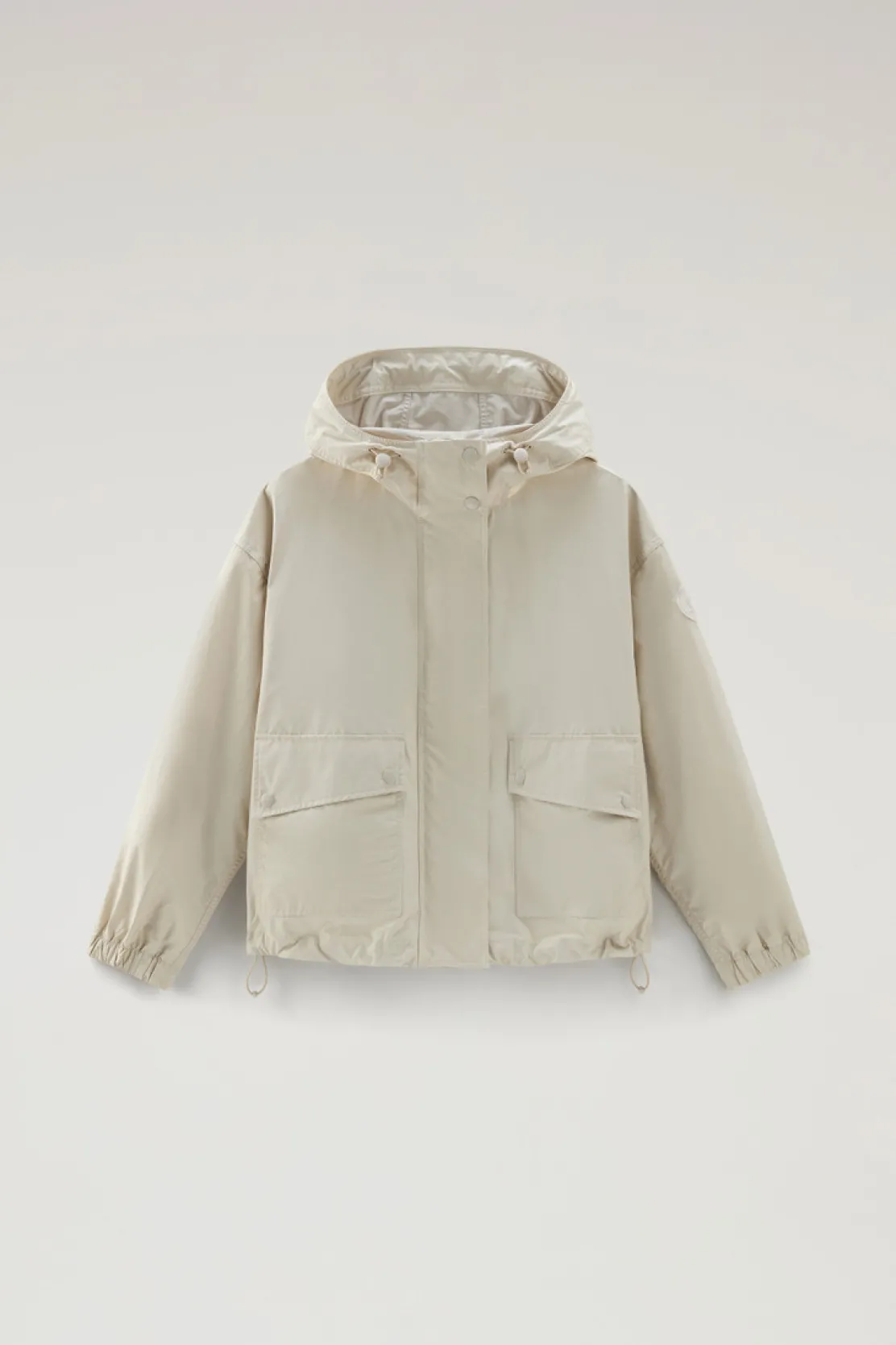 Giacche>Woolrich Giacca Waxed In Misto Cotone E Nylon Con Cappuccio Light Oak