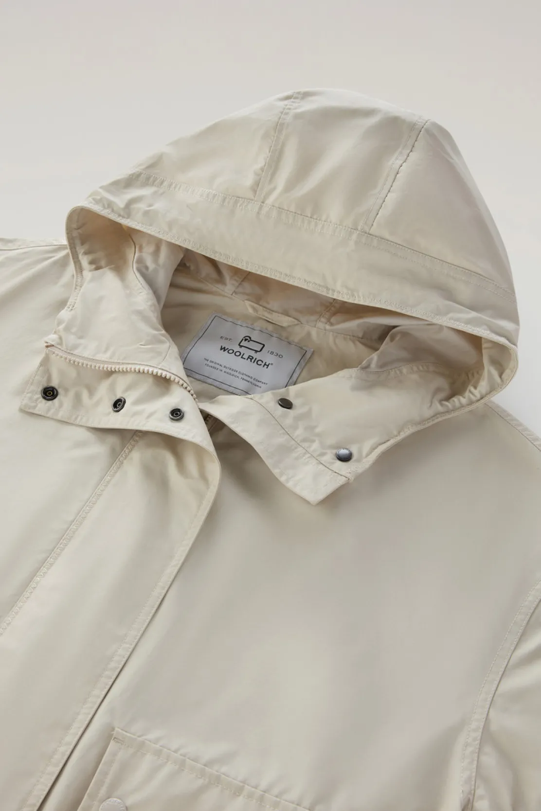 Giacche>Woolrich Giacca Waxed In Misto Cotone E Nylon Con Cappuccio Light Oak