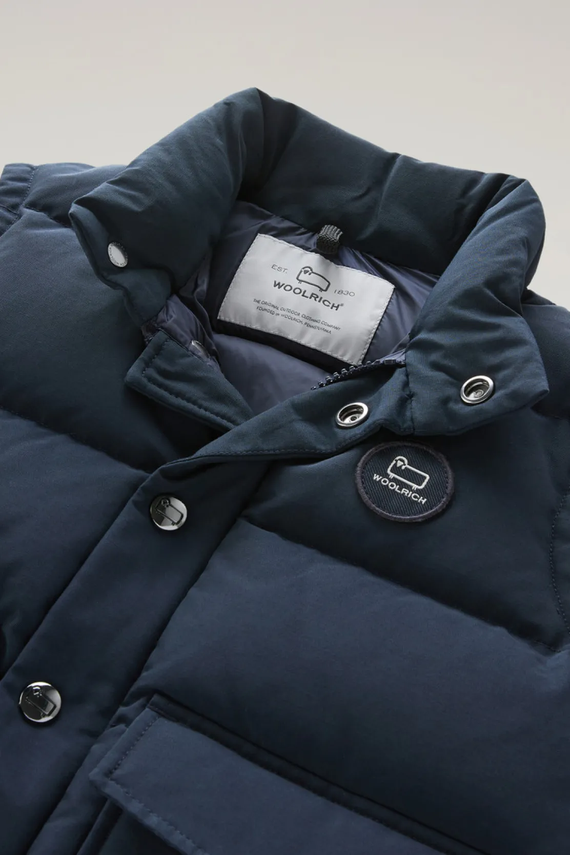 Giacche>Woolrich Gilet Aleutian In Ramar Cloth Trapuntato Da Bambino Melton Blue