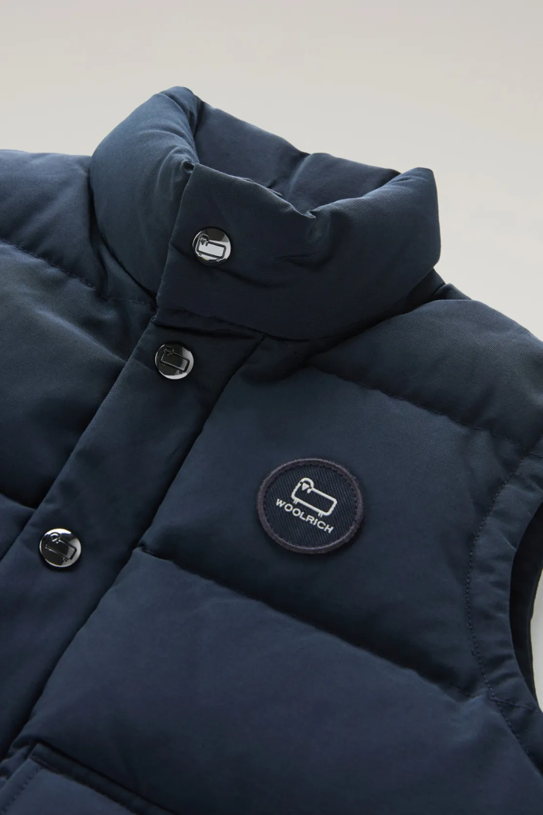 Giacche>Woolrich Gilet Aleutian In Ramar Cloth Trapuntato Da Bambino Melton Blue