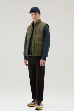 Gilet>Woolrich Gilet Aleutian Trapuntato In Nylon Taslan Dark Green